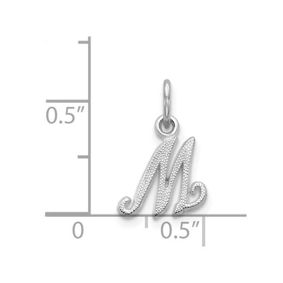 14k White Gold, Sadie Collection, Mini Satin Script Initial M Charm